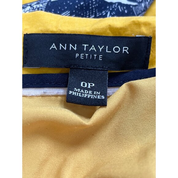 Ann Taylor Womens Yellow Pineapple Print Cotton Spandex Midi Skirt Size 0P - Picture 6 of 9